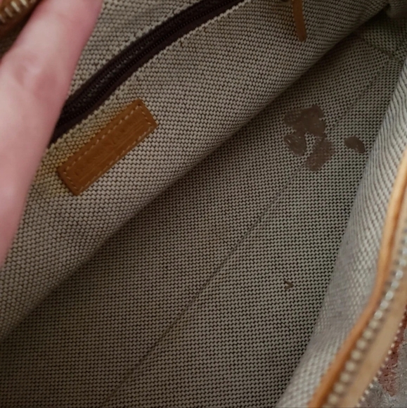 Dooney & Bourke Pebbled Leather trim and Fabric Body Y2K Satchel Purse GUC - Picture 9 of 9